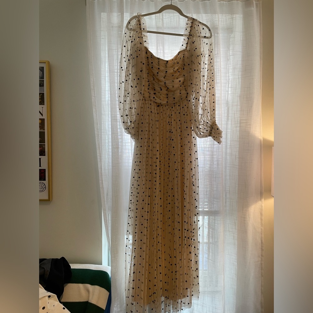 ASOS polka dot shirred dress